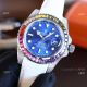 Fake Rolex Submariner Rainbow Bezel Black Dial leather Strap Watch (4)_th.JPG